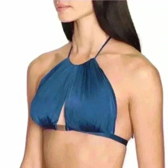 NWT- L'AGENT by Agent Provocateur Taniia Halter Swimsuit Top Sz XS -Blue - Picture 2 of 14